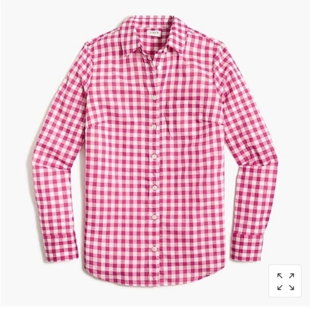 J. Crew Gingham Button Down Long Sleeve Top Oversized XS Western Preppy